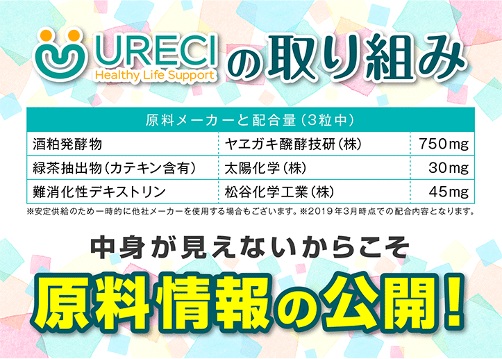URECIの取り組み 中身が見えないからこそ 原料情報の公開!